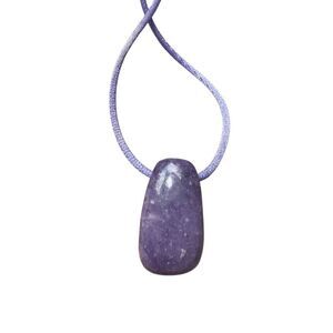 Amethyst Stone Pendant on Satin Cord Necklace, NEW, 18”, Handmade